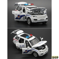 [新品直营]6开合金警车金属路虎110小汽车模型儿童玩具警车玩具车声光回力