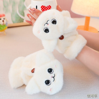 手套女秋冬季可爱骑行韩版潮卡通加绒加厚学生男写字保暖翻盖手套