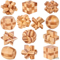 小号竹制智力玩具孔明锁鲁班锁圆球锁正方锁十四面体木星锁酒桶锁