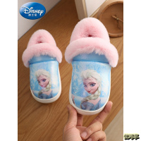 迪士尼爱莎公主儿童防水包跟棉拖鞋女童冰雪奇缘居家防滑保暖宝宝