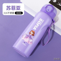 迪士尼(Disney)儿童保温杯316不锈钢小学生儿童水杯子男女生带挂绳提手便携杯子480ML