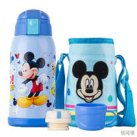 迪士尼(Disney)儿童保温杯宝宝吸管杯婴儿水杯不锈钢保温水壶 双盖紫色苏菲娅600ml送刺绣杯套