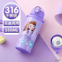 迪士尼(Disney)儿童保温杯带吸管男女学生水杯子316不锈钢杯子宝宝喝水杯幼儿饮水杯子智能便携杯