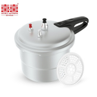 双喜高压锅24cm 7.5L家用小型燃气明火电磁炉通用带蒸格加厚防爆复底压力锅 QL2410