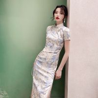 2021年新款气质复古中国风法式旗袍长款改良版年轻款少女连衣裙夏