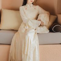 2021早春国风复古改良旗袍连衣裙年轻款少女过膝桔梗裙子仙温柔
