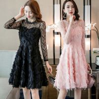 苏蕾丝连衣裙收腰仙名媛气质显瘦小礼服2020新款女春秋装