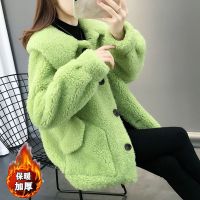 加绒加厚羊羔毛外套女2021秋冬季新款颗粒绒韩版时尚宽松外套