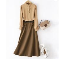 /ihimi2021秋季新款女款气质优雅宽松衬衫通勤半身裙套装女