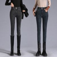 弹力高腰小脚牛仔裤女士弹力显高显瘦百搭铅笔长裤子春秋
