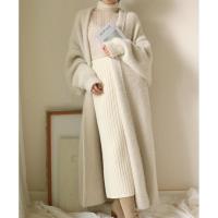 2021新款韩版慵懒风仿水貂时尚宽松蝙蝠衫大码睡袍中长款针织开衫