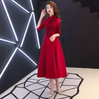 红色敬酒服新娘2021新款订婚结婚回门宴会气质晚礼服裙女平时可穿