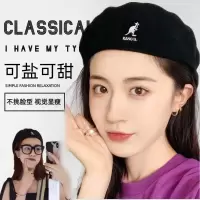 kangol袋鼠贝雷帽子女春夏季韩版毛呢羊毛秋冬蓓蕾帽男日系画家帽