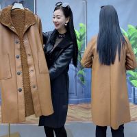 皮衣外套女中长款妈妈装秋冬款韩版百搭宽松加绒加厚大码风衣夹克