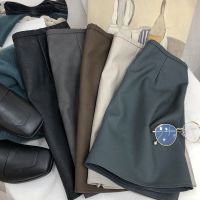 亚光磨砂pu皮裙~气质净色高腰春秋季防走光a字裙子半身裙短裙