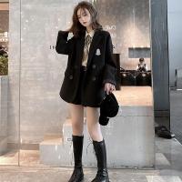 2020新款毛呢黑色外套女潮ins秋冬百搭风衣小个子西装韩版学生潮