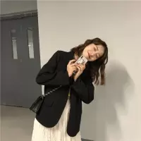 春装2020款女韩版西服英伦风休闲宽松复古黑色小个子西装外套上衣