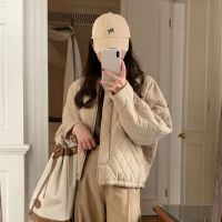 工厂店日系女外套休闲重工小菱格绗线短版夹克式轻质小棉服
