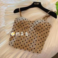 奶茶色波点吊带衫女2021年秋季新款美背背心上衣打底抹胸内搭