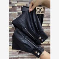 2021冬季新款九分水洗皮裤女裤脚拉链百搭洋气靴裤高腰女小脚裤子