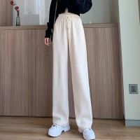 雪尼尔灯芯绒女秋冬高腰宽松显瘦阔腿裤子垂感休闲直筒条绒拖地裤