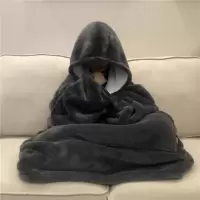 法兰绒睡衣懒人毯tv毯盖毯电视毯户外防寒连帽家居服hooded毯加厚