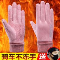 手套女秋冬季保暖韩版可爱触屏手套学生骑车骑行分指加绒加厚防水