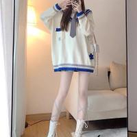 酷女孩盐系小个子穿搭减龄炸街针织衫设计感复古双层领学院风毛衣
