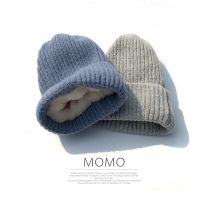 帽子女冬季针织帽韩版百搭学生加绒保暖护耳套头帽卷边色毛线帽