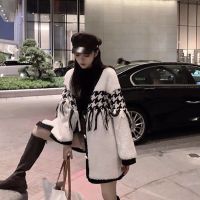 2021秋冬新款韩版毛衣慵懒风针织开衫外套宽松百搭仿羊羔毛上衣女