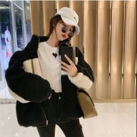 冬季韩版2020新款宽松大码bf风立领仿羊羔毛绒开衫外套女装学生潮