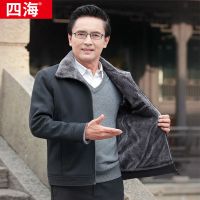 秋冬中老年外套加绒加厚中年毛领棉衣40岁50岁男士夹克爸爸装