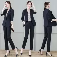 洋气西装外套2021春秋新款小西服三件套装韩版早秋职业装御姐显瘦