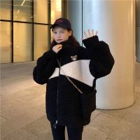 仿羊羔毛2021冬季韩版新款大码宽松慵懒风加绒加厚开衫上衣外套女