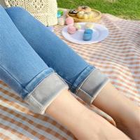 加绒牛仔裤女修身小脚蓝色显瘦长裤2020冬季新款弹力外穿加厚裤子