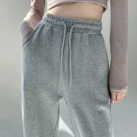 运动裤女秋冬季宽松高腰显瘦百搭休闲束脚小个子灰色卫裤灯笼裤