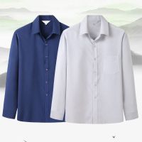 春夏薄款品质中老年人男士长袖衬衫大码男装爸爸装衬衣