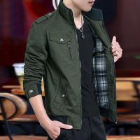 2021春秋薄款夹克男装外套青年韩版潮加绒秋冬工装立领上衣服帅