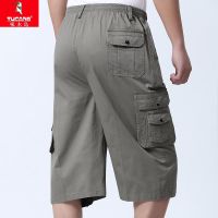 夏季薄款中年男棉七分裤休闲裤爸爸装高腰短裤中老年中裤