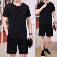 运动套装男夏季爸爸装休闲运动服两件套中老年运动装大码套装男装