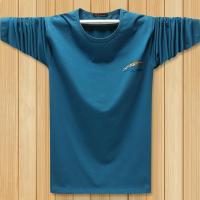 羊奶丝长袖t恤男冰丝宽松薄款圆领大码运动胖人春秋季打底衫上衣