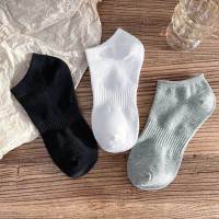 日系韩版黑白色短袜子男女夏季薄款短筒袜简约百搭船袜