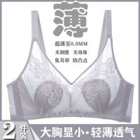 夏季女士内衣无钢圈薄款无海绵文胸蕾丝大胸显小聚拢防下垂胸罩