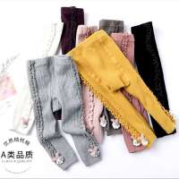 可开档女宝宝打底裤春秋薄款婴幼儿外穿童裤洋气中小童九分裤