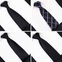 黑色领带男 正装 商务 职业韩版男士西装拉链领带一易拉得