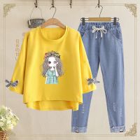 春秋新款女装学生装初短袖高中生夏季少女学院风长袖t恤两件套装