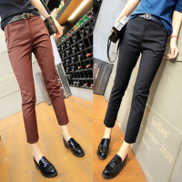 黑色西裤子女小脚裤2021春秋季新款韩版修身显瘦休闲高腰八九分裤