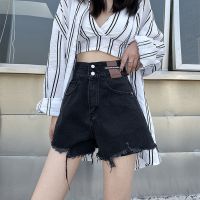 牛仔短裤女夏天2021新款大码胖mm高腰显瘦阔腿甜辣a字短热裤潮