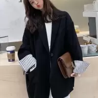 2021小西装外套女韩版宽松百搭学生装chic小个子中长休闲西服