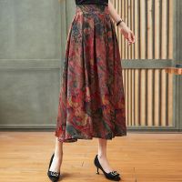 桑蚕丝龟裂纹香云纱真丝半身裙女夏季中长款女装